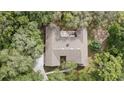 An aerial view showcasing the roof and surrounding mature trees at 137 Hickory Ridge Cir, Lake Mary, FL 32746