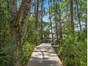 Scenic boardwalk winds through lush greenery, leading to a charming property amidst a tranquil forest setting at 2750 Lee Shore Loop, Orlando, FL 32820