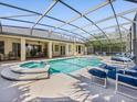 Screened-in pool area with a built-in spa, and plenty of lounge space for outdoor relaxation at 407 Grand Reserve Dr, Davenport, FL 33837