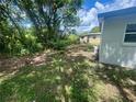 Spacious backyard with lush greenery, mature trees, and a chain link fence at 8320 Dominguin St, Orlando, FL 32817