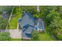 Aerial view showcasing a screened-in pool, well-maintained landscaping, and a spacious backyard at 3231 Furlong Way, Gotha, FL 34734