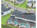 Aerial view showcases the community with private screened-in pools and well-maintained landscapes at 8961 Cabot Cliffs Dr, Davenport, FL 33896