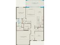 First floor plan featuring owner's suite, two car garage, kitchen, flex space and covered lanai at 6005 Blue View Way, St Cloud, FL 34771