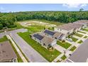 Overhead neighborhood shot with neat landscaping, and community areas with green spaces at 336 Pelham Park Dr, Deland, FL 32720