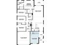 Detailed floorplan of the home with four bedrooms, garage, flex room, and kitchen at 2676 Bittern Bnd, St Cloud, FL 34773