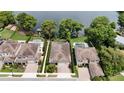 Gorgeous aerial view showcasing homes with pools in a community near the lake at 2922 Reef Knot Pl, Winter Park, FL 32792