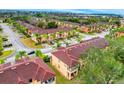 Beautiful aerial view of townhomes with well-maintained landscaping in a gated community at 487 La Mirage St, Davenport, FL 33897