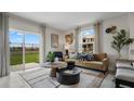 Cozy living room showcasing neutral decor, large windows, and sliding glass doors to backyard at 4616 Linda Dr, Lake Wales, FL 33859