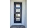 Contemporary front door featuring a sleek design with glass panels and black trim at 1646 Pinecliff Dr, Apopka, FL 32703
