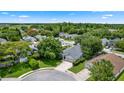 An aerial view showcases a charming neighborhood with lush greenery, mature trees, and well-kept homes at 222 Imperial Ridge Ct, Oviedo, FL 32765