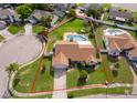 Aerial view of single Gathering home with a private backyard pool and mature landscaping at 2223 Fairmont Cir, Orlando, FL 32837