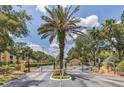 View of the gated entrance to the condominium community with manicured landscaping and trees at 1125 Lake Shadow Cir # 5109, Maitland, FL 32751