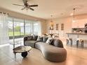 Modern living space with a spacious seating area and seamless transition to the outdoor patio at 17319 Million Lakes Ct, Clermont, FL 34714