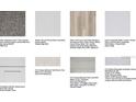 Selection of carpets, tile, vinyl flooring, countertops, backsplash, and Timberlake cabinet finishes for the home at 5626 Portico Pl, Kissimmee, FL 34758