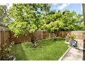 Green backyard with well-maintained grass, wooden fence, mature trees, and a concrete patio area at 320 Eaton St, Maitland, FL 32751