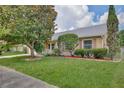 Well-manicured front yard featuring lush green grass, mature landscaping, and an inviting single-story home at 14063 Ithaca Way, Orlando, FL 32826