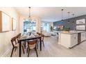 Open concept living area showcasing modern décor, dining set, and seamless flow to the outdoors at 5025 Windermere Ave, Kissimmee, FL 34746