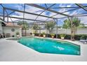 A screened-in private pool with lush landscaping, perfect for relaxing and entertaining outdoors at 6630 Hidden Beach Cir, Orlando, FL 32819