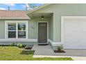 Inviting front entrance featuring a decorative front door and well-maintained landscaping at 705 Ibis Ave, Deltona, FL 32738