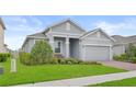 Well-maintained single-story home with a two-car garage, lush lawn, and landscaped front yard at 2929 Bluestem Ln, Clermont, FL 34714