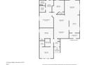 Floorplan featuring a three-bedroom layout, large primary suite, and open-concept kitchen and living space at 1112 Spruce Ridge Ct, Minneola, FL 34715