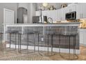 Sleek kitchen featuring counter seating with unique clear chairs and modern finishes at 533 Quail Down Dr, Debary, FL 32713