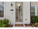Inviting entryway featuring a light-colored door, modern lighting and neutral wall colors at 8484 Sperry St, Orlando, FL 32827