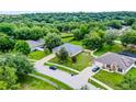 An aerial view showcasing the neighborhood with well-maintained homes and tree-lined streets at 1113 Canopy Oaks Dr, Minneola, FL 34715