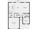 First floor plan featuring a kitchen, living area, bedroom, and 2-car garage at 325 Cornerstone Dr, Groveland, FL 34736