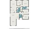 Detailed floor plan showcasing the layout of the home, including bedrooms, bathrooms, and living spaces at 9355 Telfer Run, Orlando, FL 32817