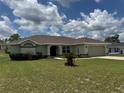 Inviting one-story home with fresh landscaping, lush green lawn, and attached two-car garage at 8414 Sw 136Th Pl, Ocala, FL 34473
