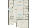 Layout of first floor with a gathering room, cafe, kitchen and 3-car garage at 5206 Handsome Hills Dr, Mount Dora, FL 32757