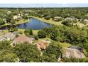 Stunning aerial view of the property with a serene lake and lush green surroundings at 8800 Torey Pines Ter, Orlando, FL 32819