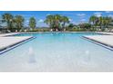 Resort-style community pool with inviting clear water, palm trees, and plenty of lounge chairs at 3759 Crimson Clover Dr, Mount Dora, FL 32757
