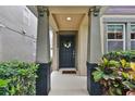 View of the front porch, showing a welcoming front door with decorative wreath at 12884 Calderdale Ave, Windermere, FL 34786