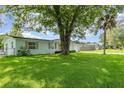Side view of a quaint house featuring a well-maintained lawn and mature tree at 323 Scotland Dr, Daytona Beach, FL 32117