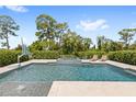 Relaxing backyard pool featuring two lounge chairs, a basketball hoop, and a stunning wooded view at 9068 Sonoma Coast Dr, Winter Garden, FL 34787