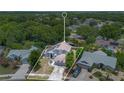 Spacious property with a well-manicured lawn, surrounded by lush greenery, and neighboring homes at 1061 Providence Ln, Oviedo, FL 32765