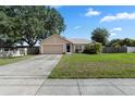 Cozy single-story home with an attached garage, driveway, and a well-kept lawn at 144 Fort Smith Blvd, Deltona, FL 32738