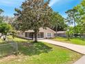 Cozy single-story home boasting a screened porch, concrete driveway, and fenced yard at 458 Spring Ln, Ocala, FL 34472