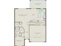 First floor plan featuring gathering room, cafe, kitchen, and 2 car garage at 5542 Settlingstone Ln, St Cloud, FL 34771