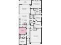 Detailed floorplan showcasing the layout of the home with four bedrooms, three bathrooms, and a two-car garage at 5277 Bowspirit Way, St Cloud, FL 34771