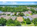 Aerial view of the neighborhood showcasing a home's location near a lake at 12524 Aldershot Ln, Windermere, FL 34786