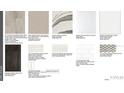 A collage of interior design samples including floor tiles, counter tops, backsplash and cabinetry at 858 Arbor Green Trl, St Cloud, FL 34771