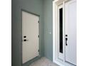 Close-up of the home's entryway, featuring a modern front door and a side door leading to the garage at 3015 Sw 132Nd St, Ocala, FL 34473