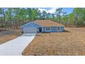 New construction home featuring a light blue exterior and a large yard at 8436 Sw 136Th Ter, Dunnellon, FL 34432