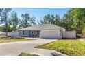 Newly built home featuring a light blue exterior, white fence, and a paved driveway at 28 Dogwood Drive Pass, Ocala, FL 34472