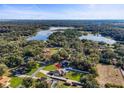 Scenic aerial view of home nestled among lush trees with lake views in a serene community at 36323 Piney Ridge Blvd, Fruitland Park, FL 34731