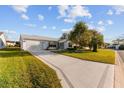 Front view of a single-story house with a driveway and landscaping at 1616 San Diego St, The Villages, FL 32159