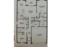Detailed floor plan showcasing a three-bedroom home with an open-concept living area and a two-car garage at 2154 Nw 23Rd Loop, Ocala, FL 34475
